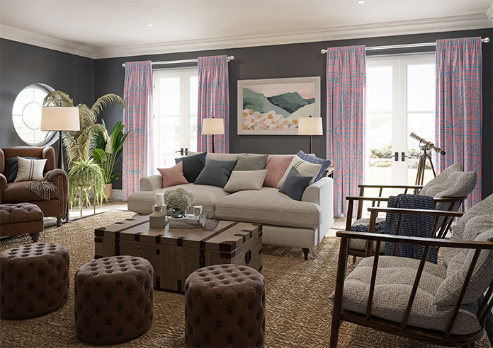 Bamboo Candy, Blue Pink - Made To Measure Curtains - Image 8